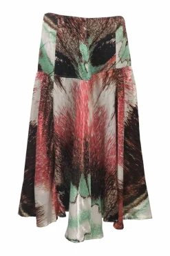 Class viscose multi-colour abstract print drop-waist handkerchief skirt