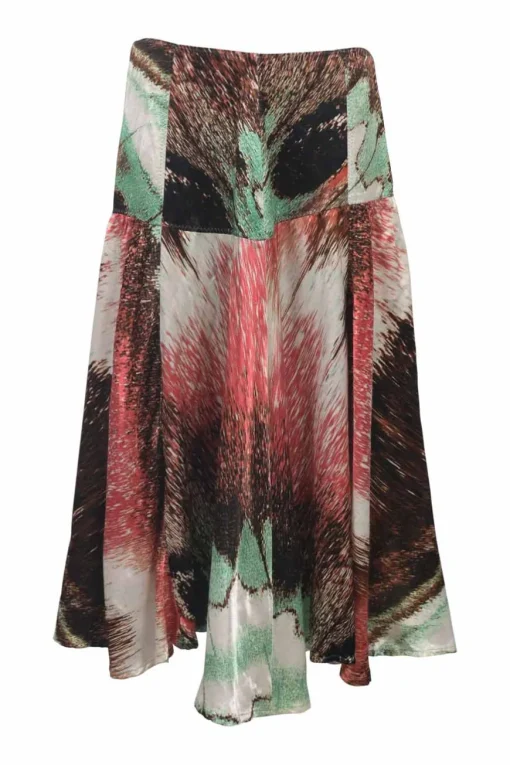 Class viscose multi-colour abstract print drop-waist handkerchief skirt