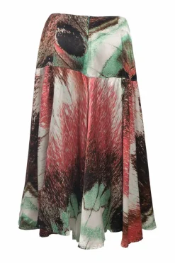 Class viscose multi-colour abstract print drop-waist handkerchief skirt