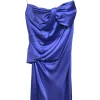 Cobalt blue acetate-blend bow-embellished draped satin ruched slip dress with fixed spaghetti straps