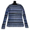Cobalt blue and navy rayon-blend racked 3D check turtleneck top