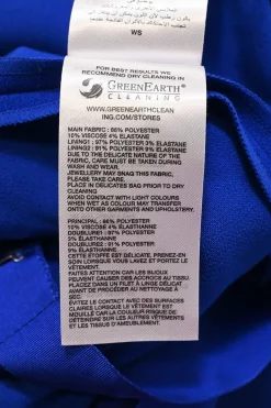Cobalt blue bias-cut paneled polyester one-shoulder slit-back sheath dress with tuck-pleat detailing at waist