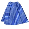 Cobalt blue bias-cut striped polyester-blend midi circle skirt