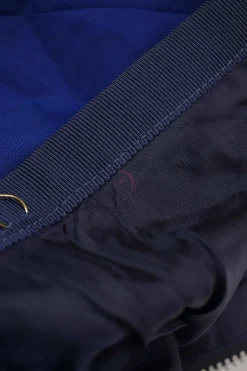 Cobalt blue polyester-blend pull-on A-line kick-pleat knee-length skirt
