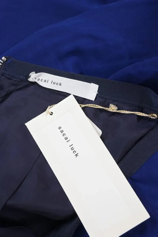 Cobalt blue polyester-blend pull-on A-line kick-pleat knee-length skirt