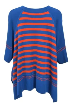 Cobalt blue silk 'Tatersale en Zigzag' Twillaine handkerchief tunic top featuring original artwork by Virginie Jamin and Henri d'Origny
