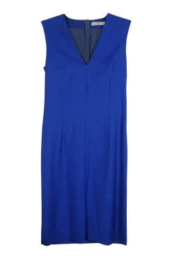 Cobalt blue wool pullover sleeveless v-neck shift