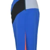 Cobalt blue wool-blend colour-block pull-on high-rise pencil skirt with slit back