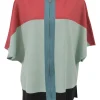 Colour-block wool and rayon-blend jersey knit tunic top with dolman sleeves and zipper detailing