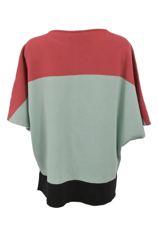 Colour-block wool and rayon-blend jersey knit tunic top with dolman sleeves and zipper detailing