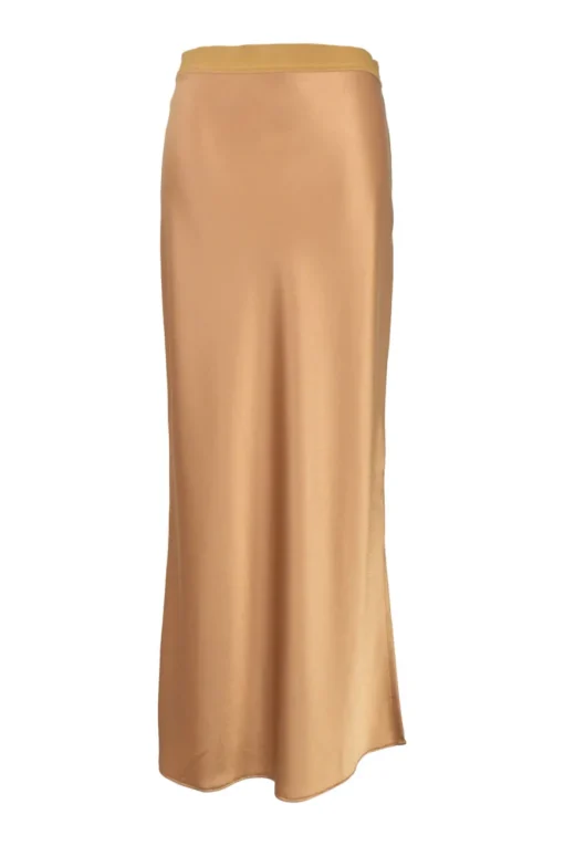 Copper triacetate-blend satin slip skirt with elasticated waistband