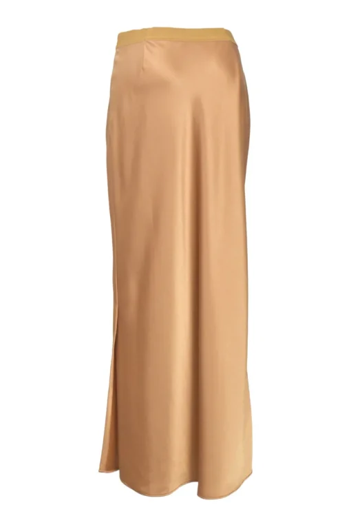 Copper triacetate-blend satin slip skirt with elasticated waistband