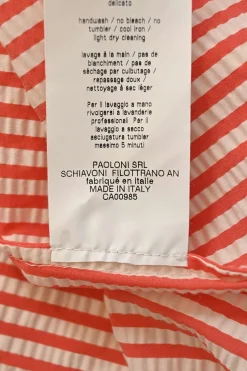 Coral bias-cut striped polyamide-blend seersucker draped shift sack dress with adjustable self-tie straps