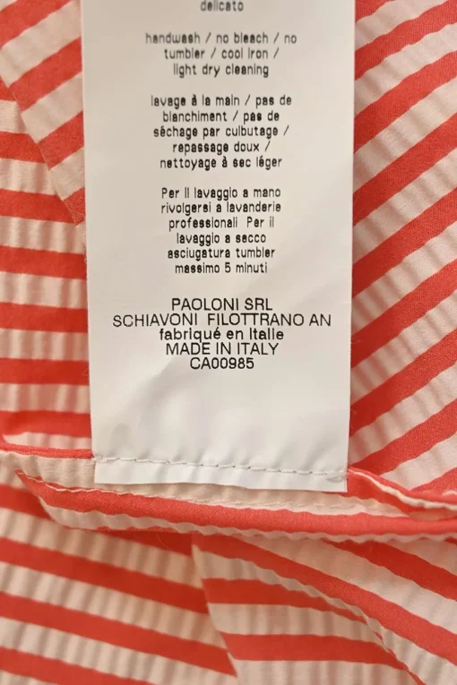 Coral bias-cut striped polyamide-blend seersucker draped shift sack dress with adjustable self-tie straps