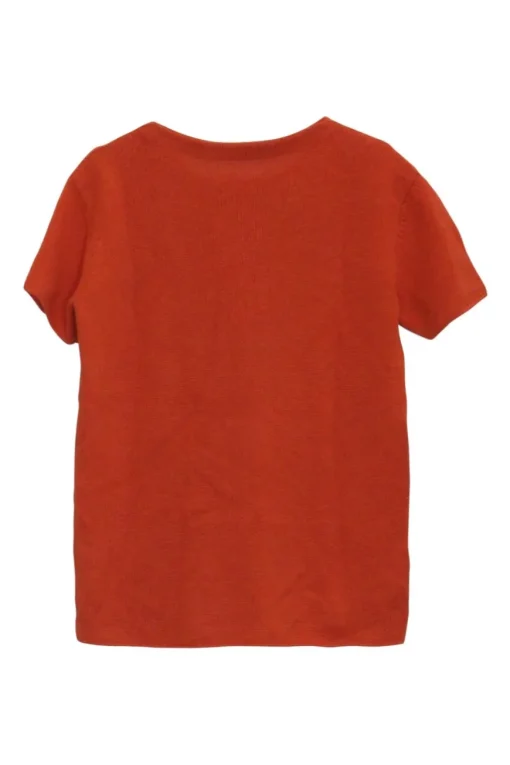Coral cashmere crewneck pullover short sleeve knit top