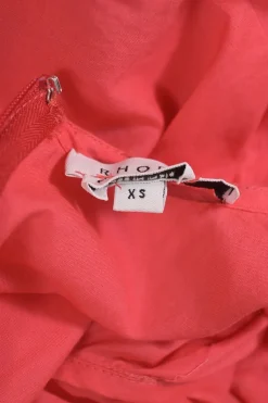 Coral cotton balloon-sleeve mini shift dress godet skirt inserts