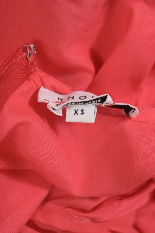 Coral cotton balloon-sleeve mini shift dress godet skirt inserts