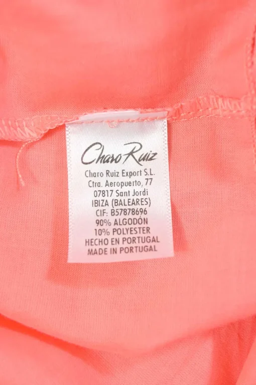 Coral cotton-blend off-shoulder peek-a-boo mini A-line dress with flutter sleeves and tonal crochet lace inserts
