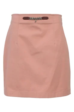 Coral pink cotton mini skirt