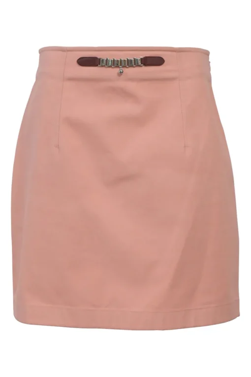 Coral pink cotton mini skirt
