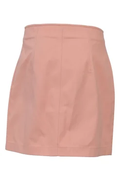 Coral pink cotton mini skirt