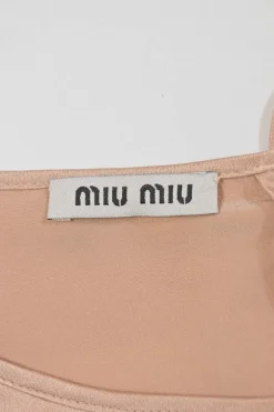 Coral silk satin portrait neck cap sleeve blouse
