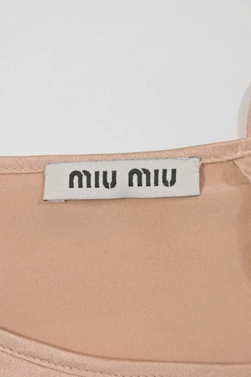 Coral silk satin portrait neck cap sleeve blouse