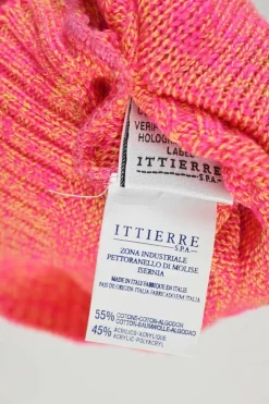 Coral space-dyed cotton-acrylic blend turtleneck sleeveless knit top with shoulder button fastening