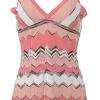 Coral viscose-blend chevron stripe jersey knit slip-style camisole