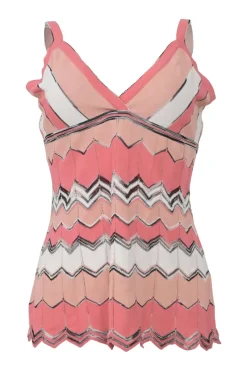 Coral viscose-blend chevron stripe jersey knit slip-style camisole
