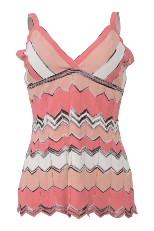 Coral viscose-blend chevron stripe jersey knit slip-style camisole