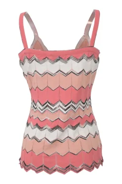 Coral viscose-blend chevron stripe jersey knit slip-style camisole