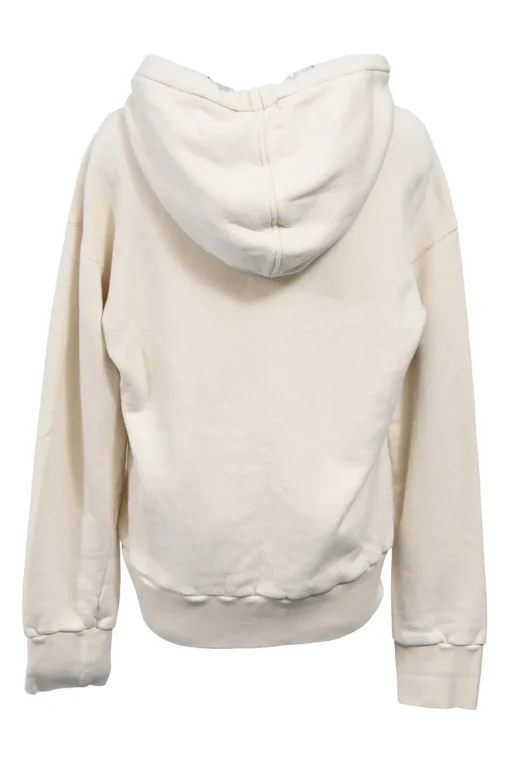 Cream and black screen-printed French terry logo hoodie