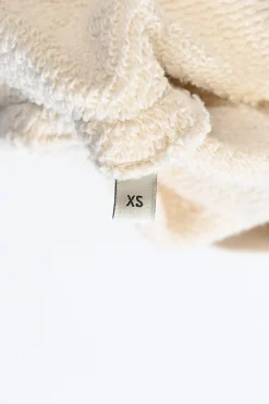Cream and black screen-printed French terry logo hoodie