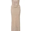 Cream marled crochet double-cup corset bustier gown
