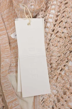 Cream marled crochet double-cup corset bustier gown