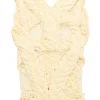Cream merino wool low-gauge cable knit gilet