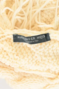 Cream merino wool low-gauge cable knit gilet