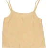 Cream polyester-blend feather jacquard camisole with detachable metallic floral brooch
