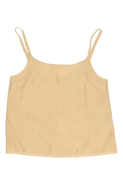 Cream polyester-blend feather jacquard camisole with detachable metallic floral brooch