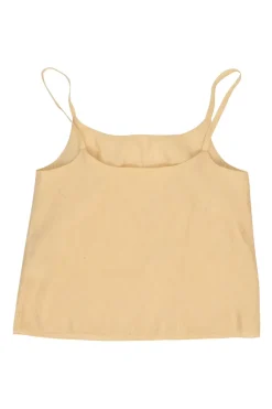Cream polyester-blend feather jacquard camisole with detachable metallic floral brooch