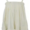Cream ripstop polyamide cold-shoulder swing-style blouse