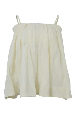 Cream ripstop polyamide cold-shoulder swing-style blouse
