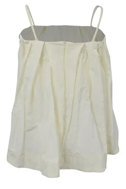 Cream ripstop polyamide cold-shoulder swing-style blouse