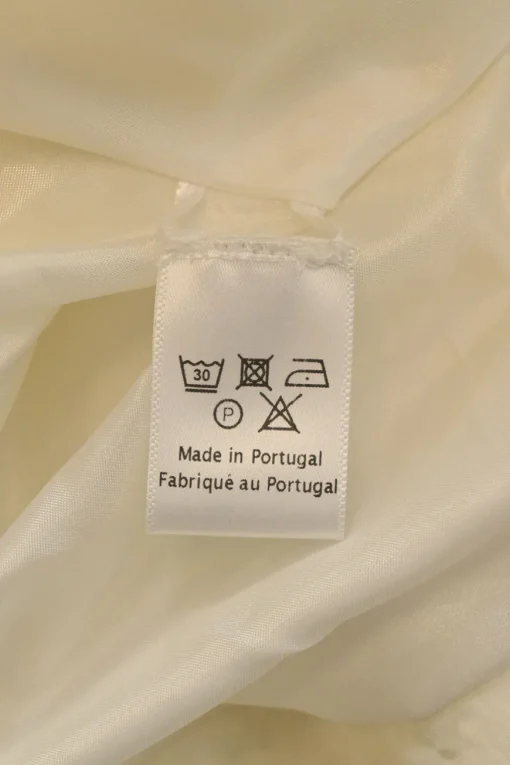 Cream ripstop polyamide cold-shoulder swing-style blouse