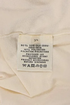Cream silk-blend mock neck batwing sleeve cape top