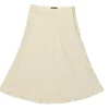 Cream silk-blend pull-on midi slip skirt with lettuce hem