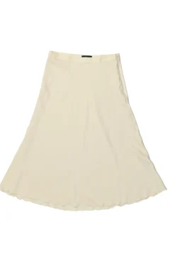 Cream silk-blend pull-on midi slip skirt with lettuce hem