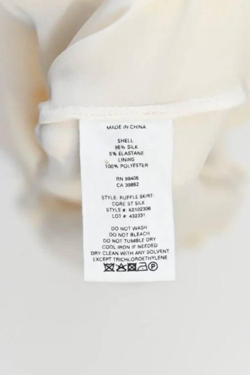 Cream silk-blend pull-on midi slip skirt with lettuce hem