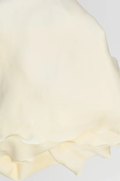 Cream silk-blend pull-on midi slip skirt with lettuce hem
